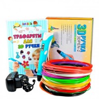 3D Ручка Smart Pro 3D Pen з РК-дисплеєм Набір Еко пластика 49м Трафарети Блакитний