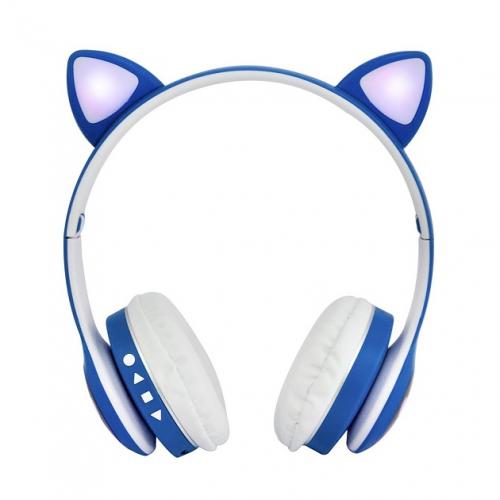 Навушники бездротові котячими вушками CAT Ear VZV-23M Bluetooth RGB Сині