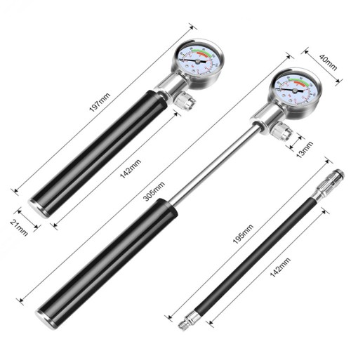 Портативний велосипедний насос високого тиску з манометром Feel Fit QT-020 Чорний Портативний велосипедний насос високого тиску з манометром Feel Fit QT-020 Чорний