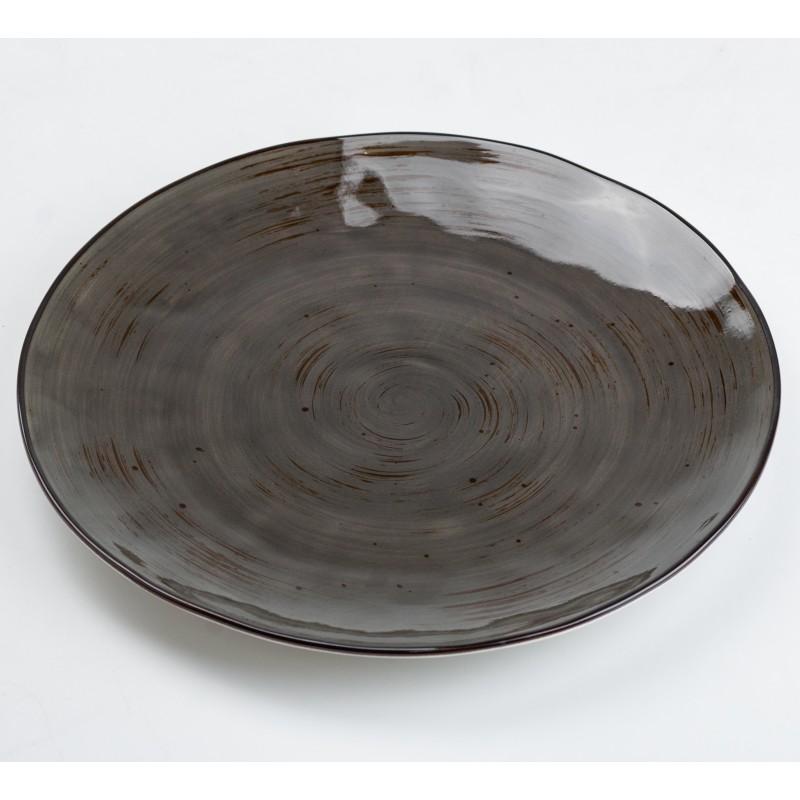 Тарілка сервірувальна керамічна плоска TS Kitchen 26 см коричневий (HP23393)