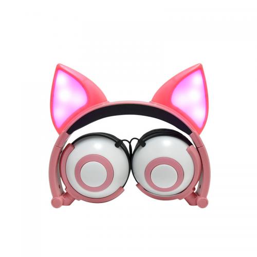 Навушники SUNROZ Linx Bear Ear Headphone з вушками Лисички LED 1,5 м Рожевий (SUN2651) Навушники SUNROZ Linx Bear Ear Headphone з вушками Лисички LED 1,5 м Рожевий (SUN2651)