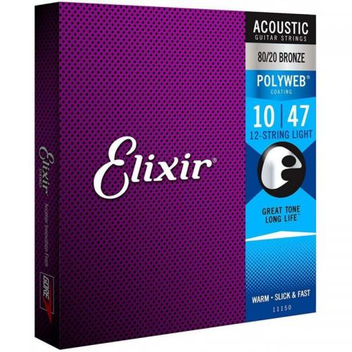 Струни для акустичної гітари Elixir 11150 Polyweb 80/20 Bronze Acoustic 12 Strings Light 10/47 Струни для акустичної гітари Elixir 11150 Polyweb 80/20 Bronze Acoustic 12 Strings Light 10/47