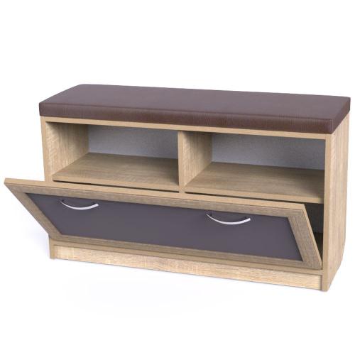 Тумба для взуття Тиса Мебель ТО-135 Дуб сонома Графіт 55x90 см Тумба для взуття Тиса Мебель ТО-135 Дуб сонома Графіт 55x90 см