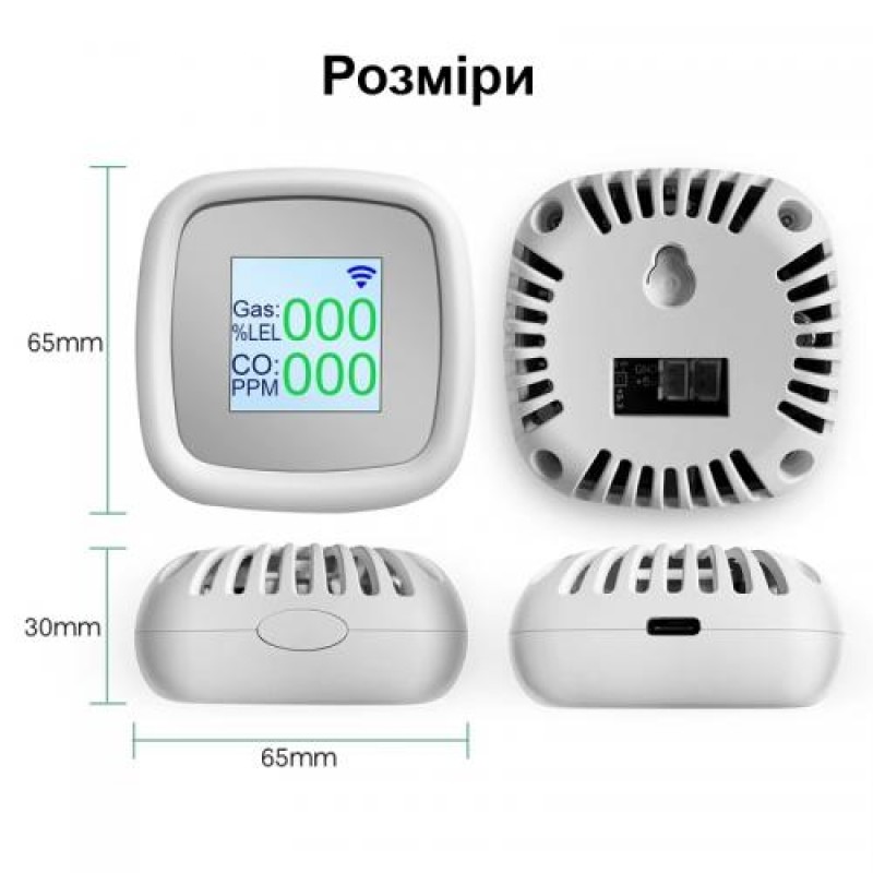Wifi датчик витоку газу Nectronix GLD-20 з екраном та сиреною (101143)