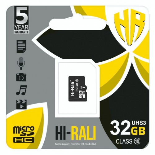 Карта пам'яті MicroSDHC 32GB UHS-I U3 Class 10 Hi-Rali (HI-32GBSD10U3-00) в інтернет супермаркеті PbayMarket!