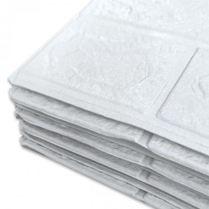 Самоклеюча декоративна 3D панель 3D Loft Під білу матову цеглу в рулоні 3080x700x3 мм