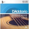 Струни для акустичної гітари 3 Sets D'Addario EJ16 3-D Phosphor Bronze Light Acoustic Guitar Strings 12/53