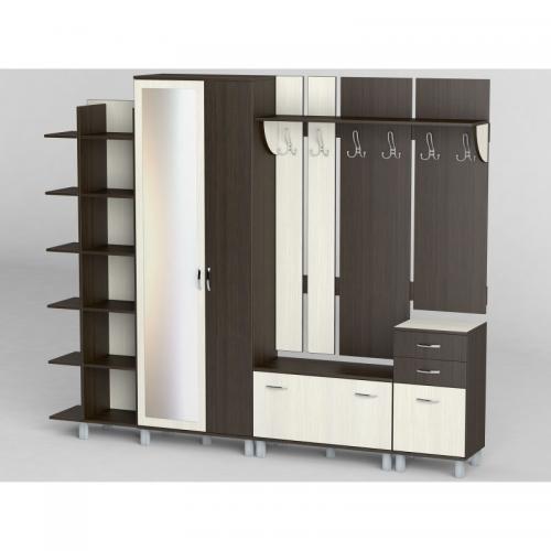 Передпокій Тиса Мебель-29 Венге Молочний 204.5x35x247 см Передпокій Тиса Мебель-29 Венге Молочний 204.5x35x247 см