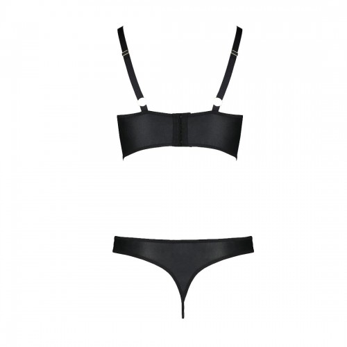 Комплект з екошкіри Passion Malwia Bikini 6XL/7XL black, з люверсами та ремінцями, бра, трусики в інтернет супермаркеті PbayMarket!