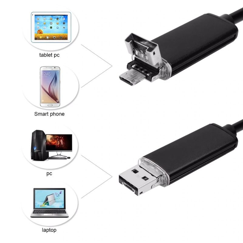 USB ендоскоп для смартфона і ноутбука HD 480P Kerui 555S, 5 метрів, 5.5 мм, м'який кабель