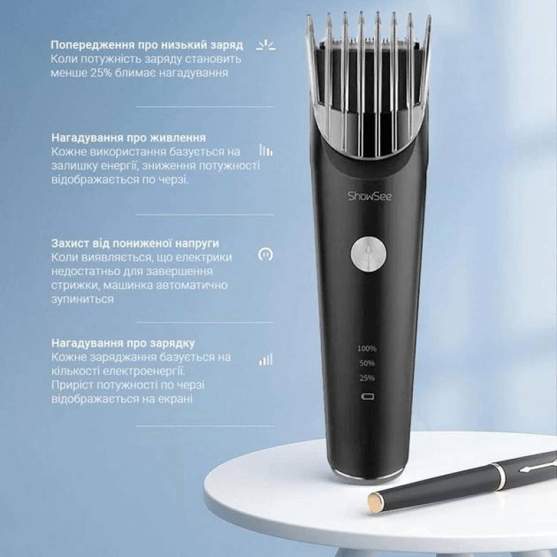 Машинка для стрижки волосся Xiaomi ShowSee Black (C2-BK)