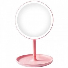 Настільне дзеркало з LED підсвічуванням і підставкою під прикраси Mine 28х18 см Рожевий (hub_lt5j4w)