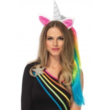 Обруч ріг єдинорога Leg Avenue Magical Unicorn Headband, з райдужною гривою