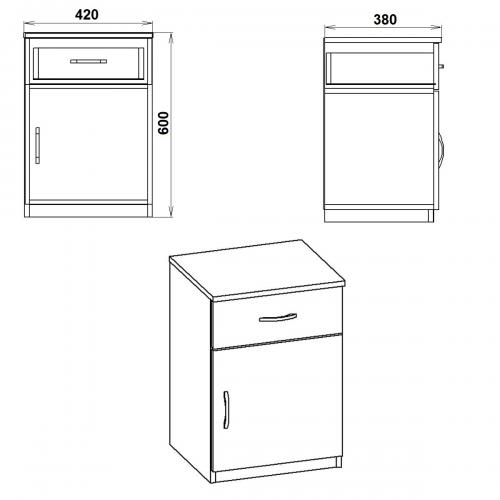 Тумбочка нічна Компаніт ПКТ 3 42х38х60 см Дуб сонома Тумбочка нічна Компаніт ПКТ 3 42х38х60 см Дуб сонома