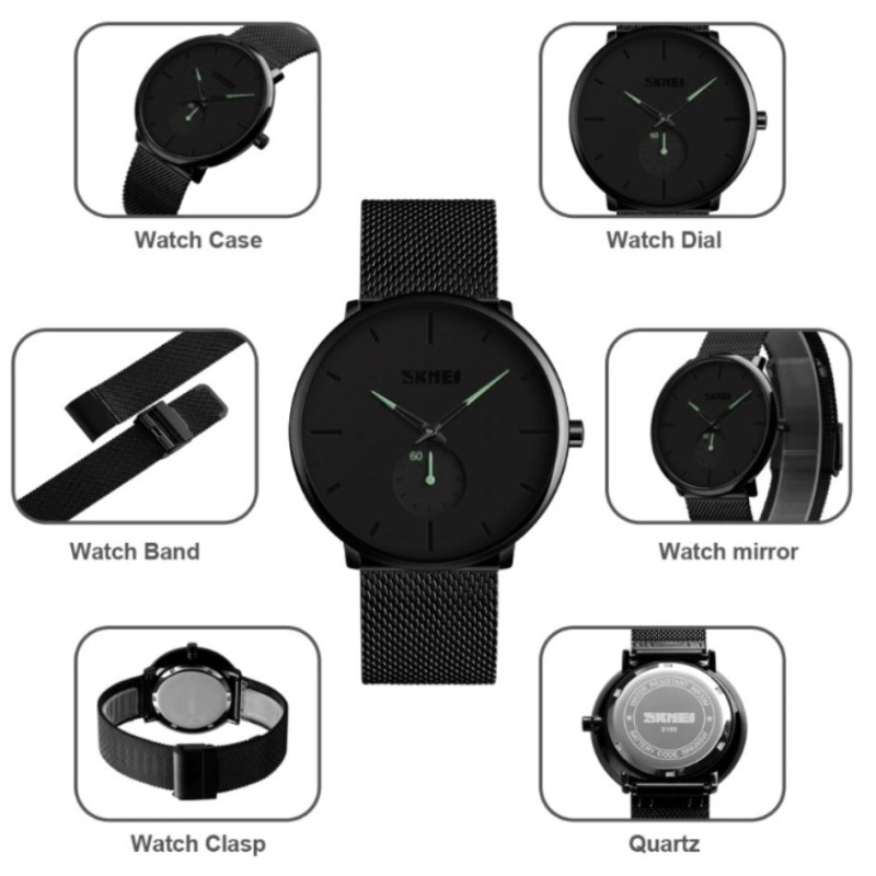 Чоловічий наручний годинник Skmei 9185 Black