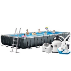 Каркасний басейн Intex 26378-16, 975 х 488 х 132 см (150мл/11г/год, 10 500 л/год, драбина, тент, підстилка, набір для догляду, сітка)