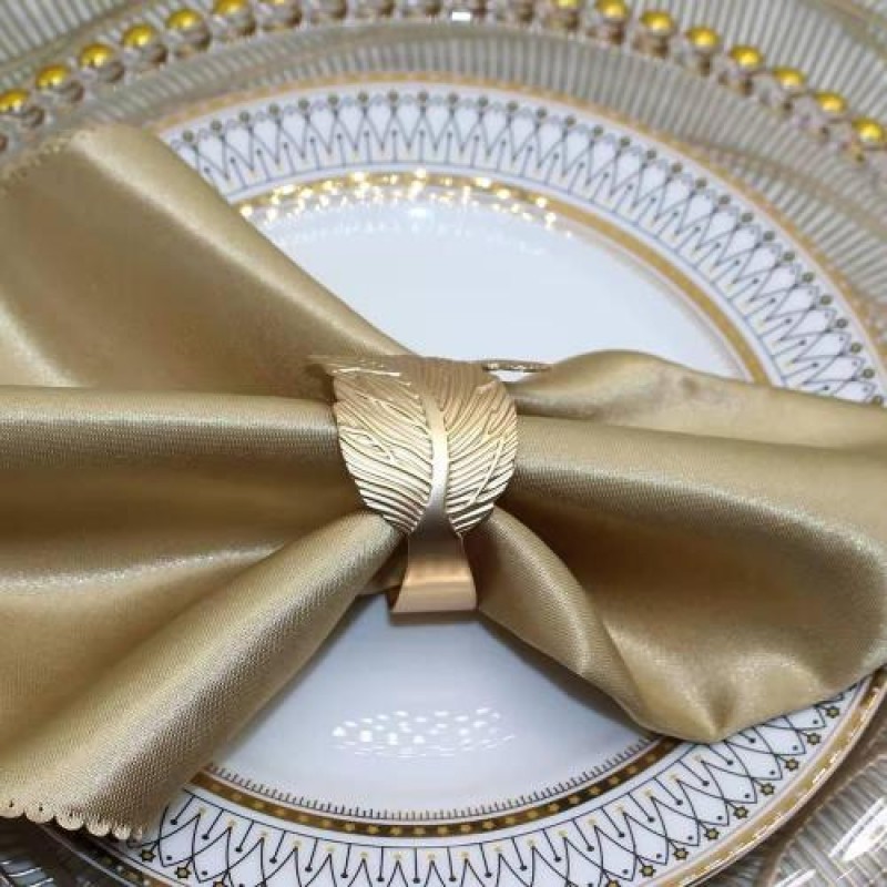 Набір перстень для серветок Світ текстилю Листя Gold Золотистий 6 шт