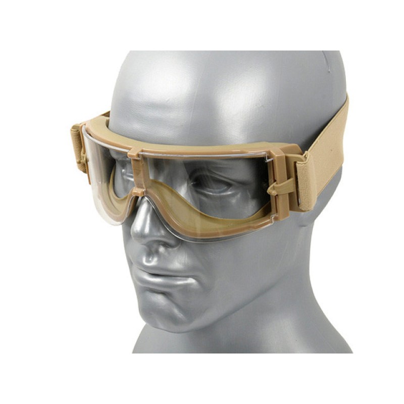 Тактичні окуляри панорамні вентильовані PJ Masks 3 лінзи MA-43-T Бежевий