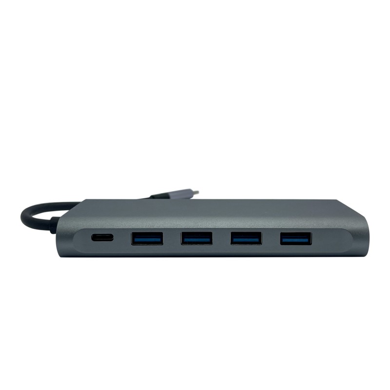USB-хаб XON SmartHub 12 в 1 Ethernet VGA HDMI 3.5 Audio SD/TF 2xType-C 4xUSB3.0 Сірий (UHCHP126300G 6198)