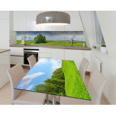 Наклейка 3Д вінілова на стіл Zatarga «Сільська дорога» 650х1200 мм для будинків, квартир, столів, кафе