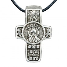 Хрест натільний срібний Silvering Лариса Свята Мучениця Лариса Готтфська 3х1,8х0,2 см (19579)