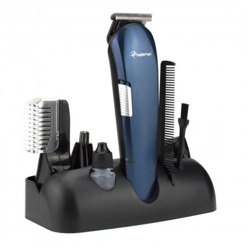 Машинка для стрижки волосся Gemei GM-596 8 в 1 Синій