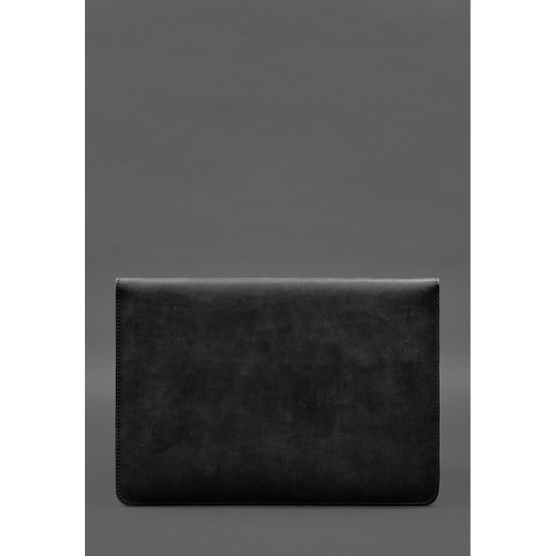 Чохол-конверт із клапаном шкіра+фетр для MacBook 13 Чорний Crazy Horse BlankNote