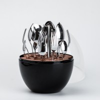 Набір столових приборів із нержавіючої сталі TS Kitchen 24 штуки хромованих чорний (HP78811)