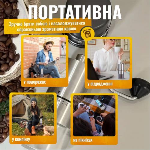Кавомолка ручна No Brand 5 рівнів помелу Сріблястий (MCG-709) Кавомолка ручна No Brand 5 рівнів помелу Сріблястий (MCG-709)