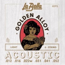 Струни для акустичної гітари La Bella 40PS 80/20 Golden Alloy Acoustic Guitar Strings Light 12/52