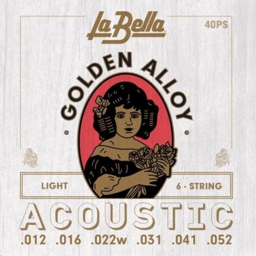 Струни для акустичної гітари La Bella 40PS 80/20 Golden Alloy Acoustic Guitar Strings Light 12/52 Струни для акустичної гітари La Bella 40PS 80/20 Golden Alloy Acoustic Guitar Strings Light 12/52