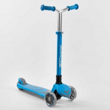 Самокат триколісний Best Scooter складане алюмінієве кермо, 4 колеса PU зі світлом Blue (102319)