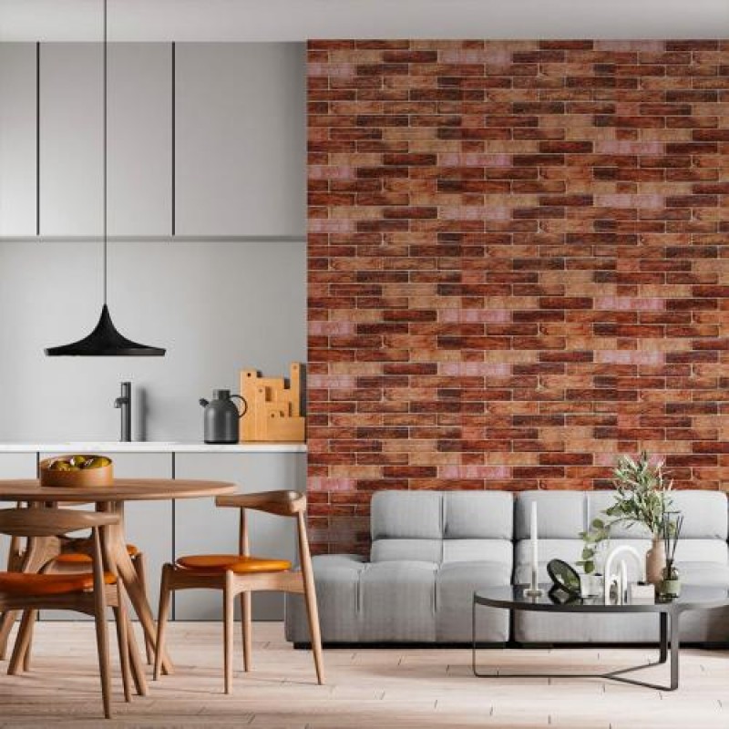 Самоклеюча 3D панель під коричневу цеглу катеринослав Sticker Wall 20000х700х3мм
