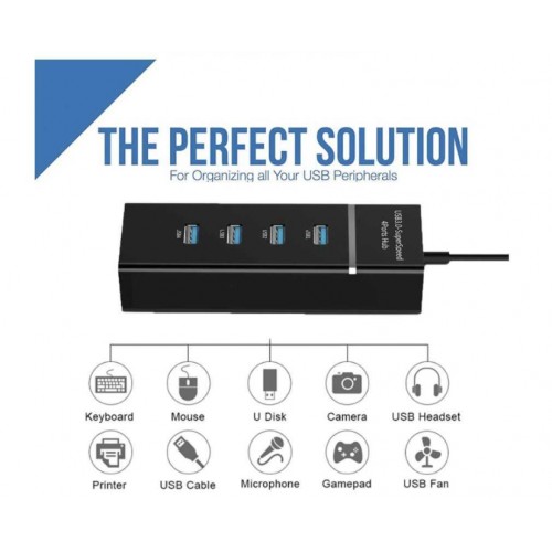 Розгалужувач USB HUB 3.0 на 4 порти 30 см Чорний Розгалужувач USB HUB 3.0 на 4 порти 30 см Чорний