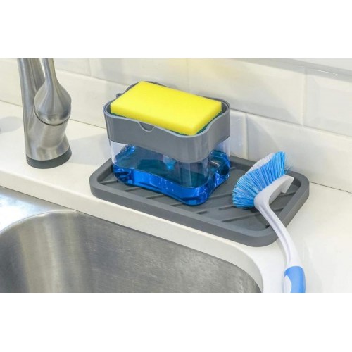 Тримач для губки з дозатором Sponge Soap Dispenser 2 в 1 ST Чорний в інтернет супермаркеті PbayMarket!