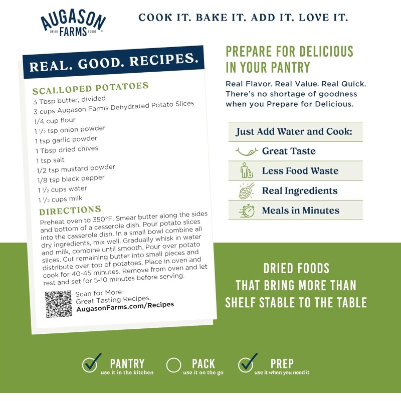 Сублімована нарізана картопля з великим терміном придатності 25 років Augason Farms, 15 порцій