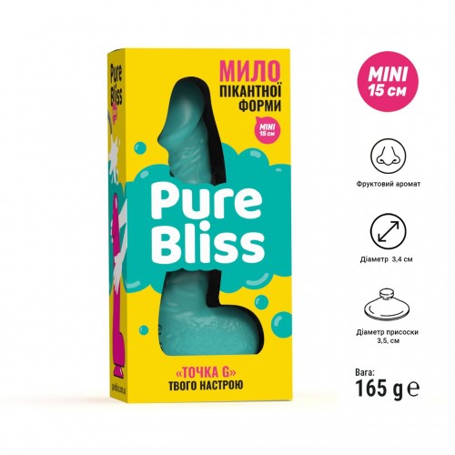 Крафтове мило-член із присоскою Pure Bliss MINI Turquoise, натуральне в інтернет супермаркеті PbayMarket!