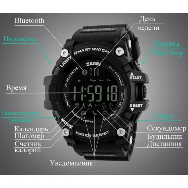 Спортивний годинник з Bluetooth Skmei 1227 Black