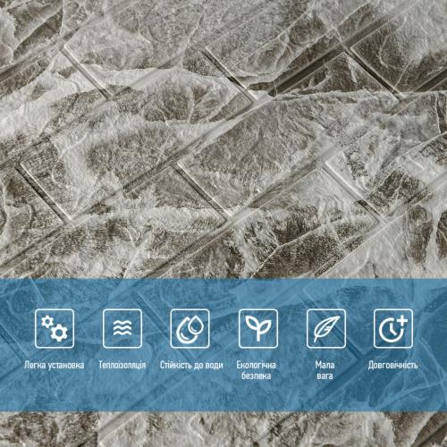 Панель стінова 3D 700х770х2мм (061-2) мармур чорний (D) Sticker Wall SW-00001912