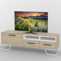 Тумба під телевізор Тиса Мебель ТВ-368 Дуб сонома Білий 55x44x180 см Тумба під телевізор Тиса Мебель ТВ-368 Дуб сонома Білий 55x44x180 см