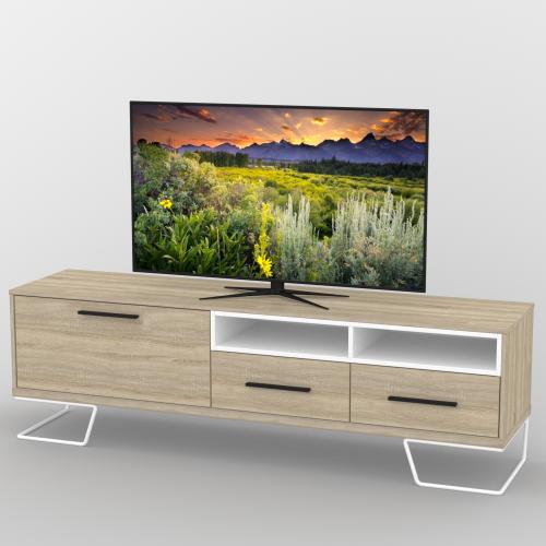 Тумба під телевізор Тиса Мебель ТВ-368 Дуб сонома Білий 55x44x180 см Тумба під телевізор Тиса Мебель ТВ-368 Дуб сонома Білий 55x44x180 см