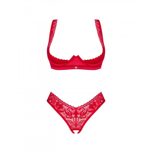 Комплект білизни Obsessive Lacelove cupless 2-pcs set XL/2XL Red, відкритий доступ, відкриті груди в інтернет супермаркеті PbayMarket!