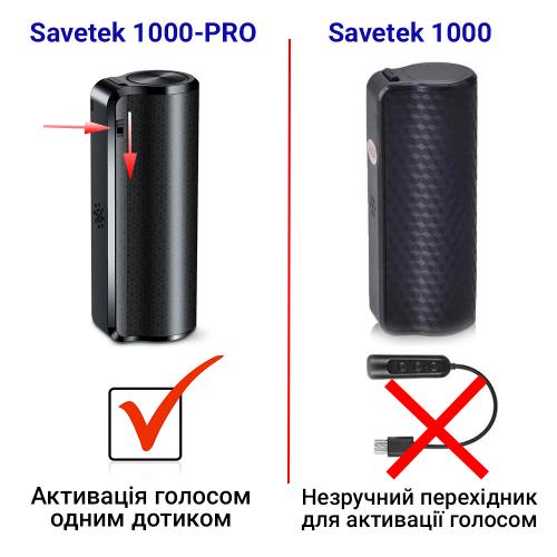 Міні диктофон Savetek 1000 - Pro з магнітом, голосовою активацією запису, 8gb (500 годин роботи)