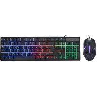 Ігрова клавіатура KeyBoard HK-6300TZ та мишка з RGB підсвічуванням Black