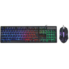 Ігрова клавіатура KeyBoard HK-6300TZ та мишка з RGB підсвічуванням Black