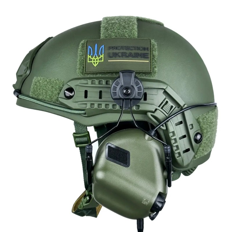 Шолом кевларовий FAST NIJ IIIA та навушники Earmor M31H Mod3 M Ranger Green