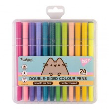 Фломастери двосторонні YES 24 кольори Pusheen (650562)