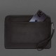 Шкіряний чохол для ноутбука на блискавці з кишенею та хлястиком на руку Чорний BlankNote