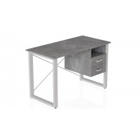 Письмовий стіл із ящиками Ferrum-decor Оскар 750x1200x600 метал Білий ДСП Бетон 16 мм (OSK0014)