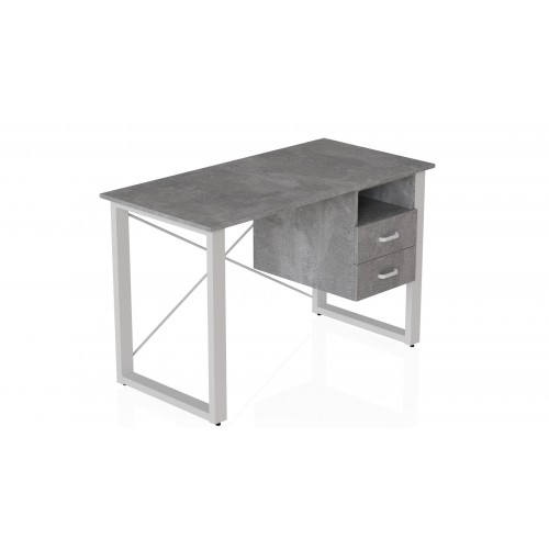 Письмовий стіл із ящиками Ferrum-decor Оскар 750x1200x600 метал Білий ДСП Бетон 16 мм (OSK0014) в інтернет супермаркеті PbayMarket!